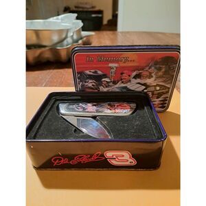 Vintage Dale Earnhardt Metal Tin Pocket Knife NASCAR Collectible Racing Race Car